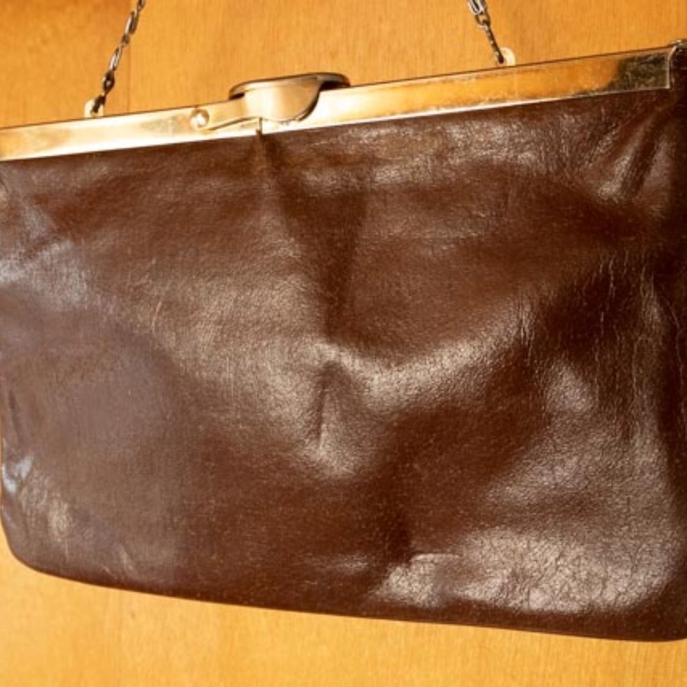 VIN Etra Handmade Tobacco Brown Diamond Opening Evening Clutch 9.5x6.75" - Picture 2 of 9